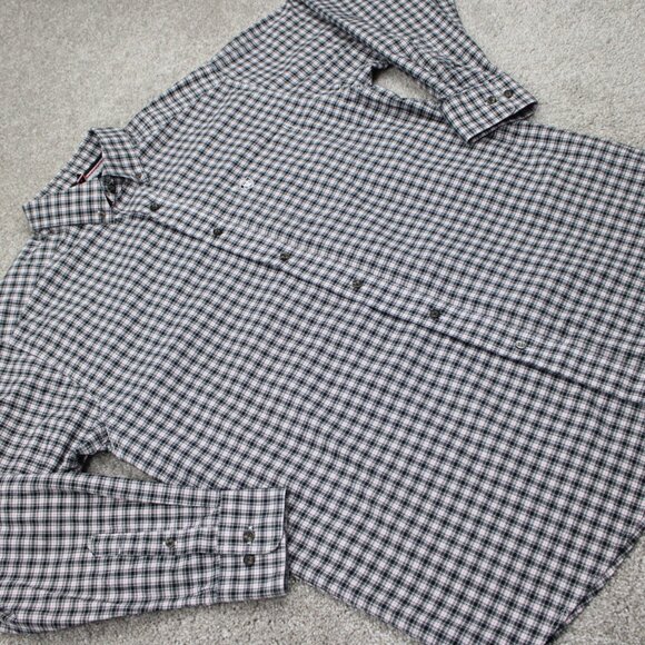 Ariat Pro Series Stretch Shirt Mens Large Black/White/Red Plaid L/S Cotton Blend - Picture 6 of 13